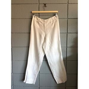 Vintage Talbots White 100% Irish Linen Trouser Pants size 8 Quiet Luxury
